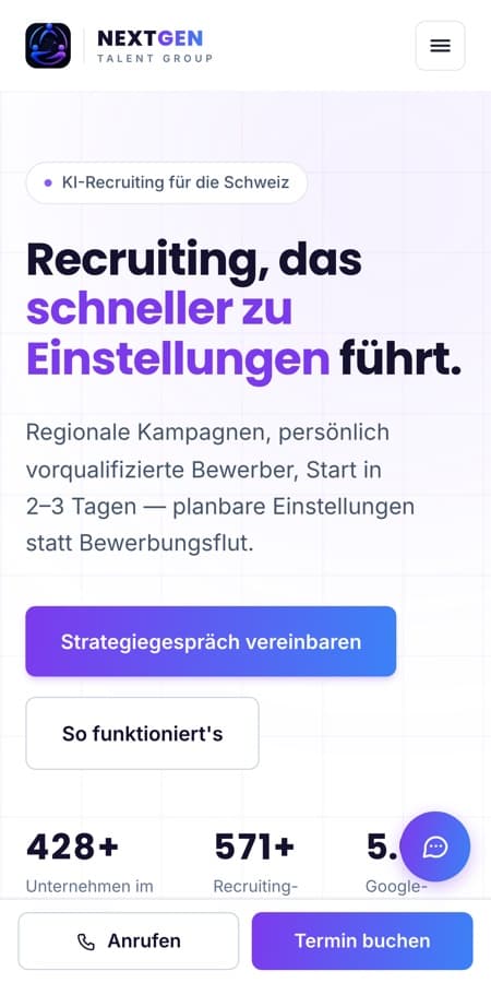 Mobile Ansicht von nextgentalentgroup.ch — vollständig responsive
